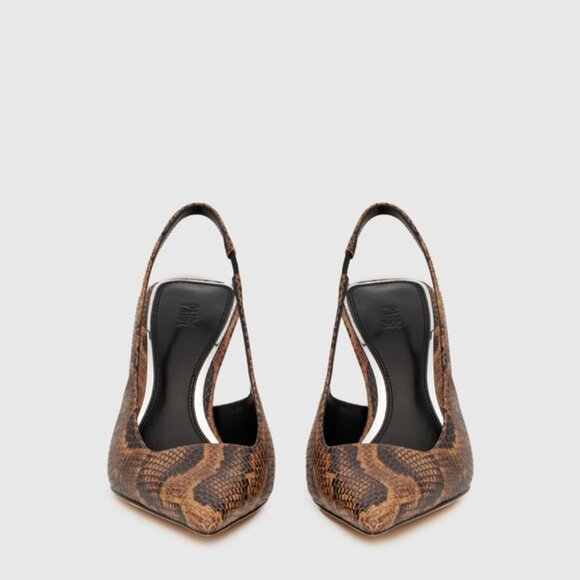 PAIGE Sienna Pump in Chestnut snake skin mid high heel slingback pointed toe - Picture 11 of 11